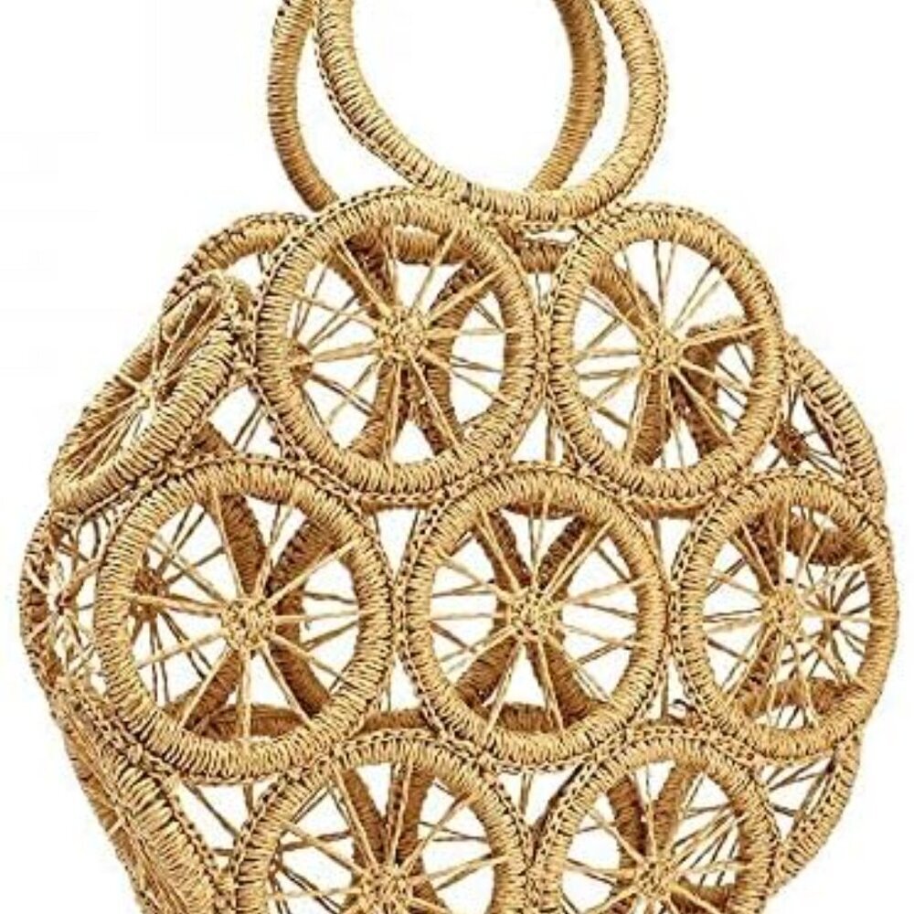 Womens Large Straw Beach Tote Hobo Summer Bag - Handwoven Straw Handbag